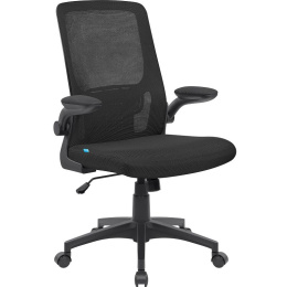 Кресло Defender Dallas, сетка/ткань, до 120кг, топ-ган, откидные подлокотники,  черный