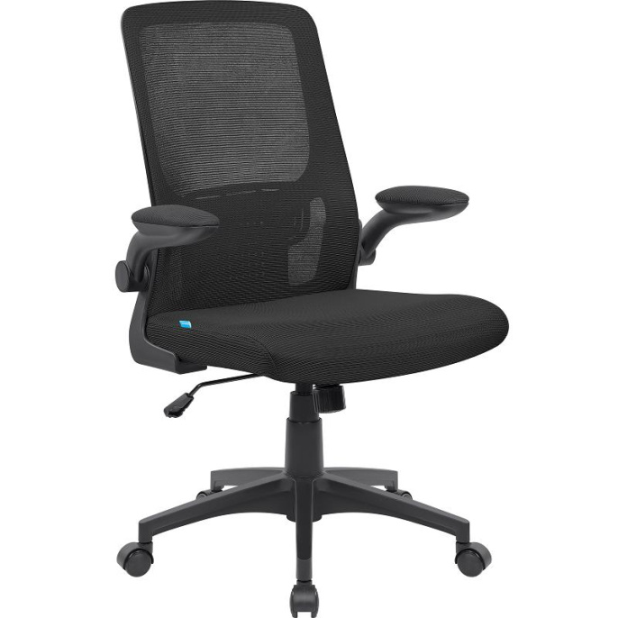 Кресло Defender Dallas, сетка/ткань, до 120кг, топ-ган, откидные подлокотники,  черный