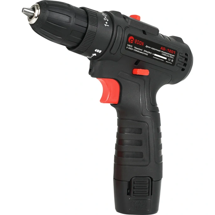 Дрель-шуруповерт EDON AD-1201, 1.5Ач,  с одним аккумулятором [15417]