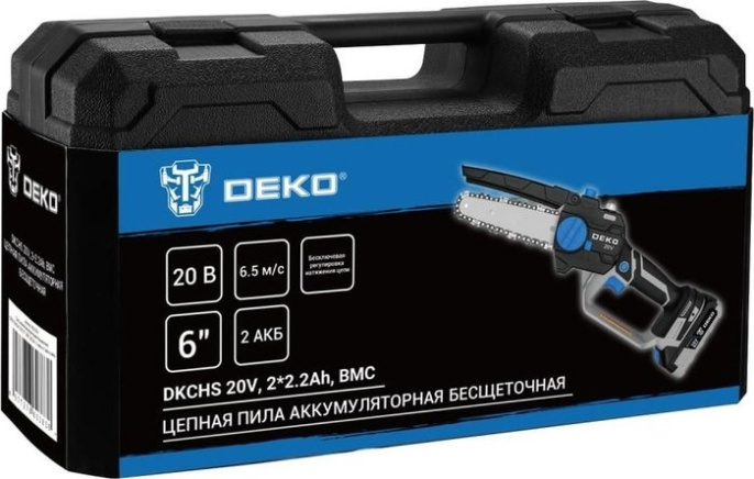 Цепная пила Deko DKCHS 20V, 6 20Вт дл.шины:6" 15cm 083-2014