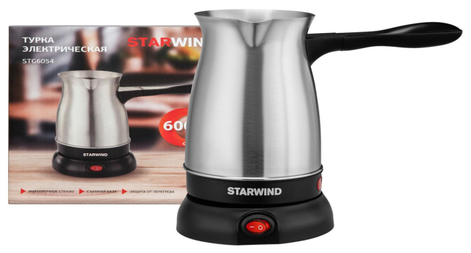Кофеварка StarWind STS6054,  Электрическая турка,  серебристый  / черный