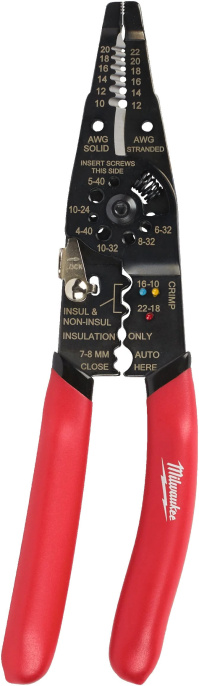 Пресс-клещи Milwaukee 4932493816 для зачистки проводов, с обжимным устройством, позволяет зачищать провода сечением: 0.75 мм², 1 мм², 1.5 мм², 2.5 мм², 4 мм² - 6 мм², возможна резка болтов размером M2.5, M3, M3.5, M4 и M5