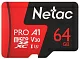 Карта памяти Netac NT02P500PRO-064G-R microSDXC Memory Card 64Gb A1 V30 UHS-I U1 + microSD-- SD Adapter