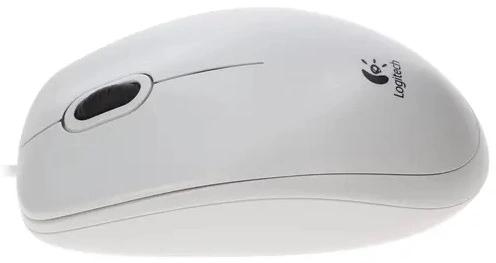Мышь проводная Logitech B100, оптическая, USB, 1000dpi, белый [910-003360]