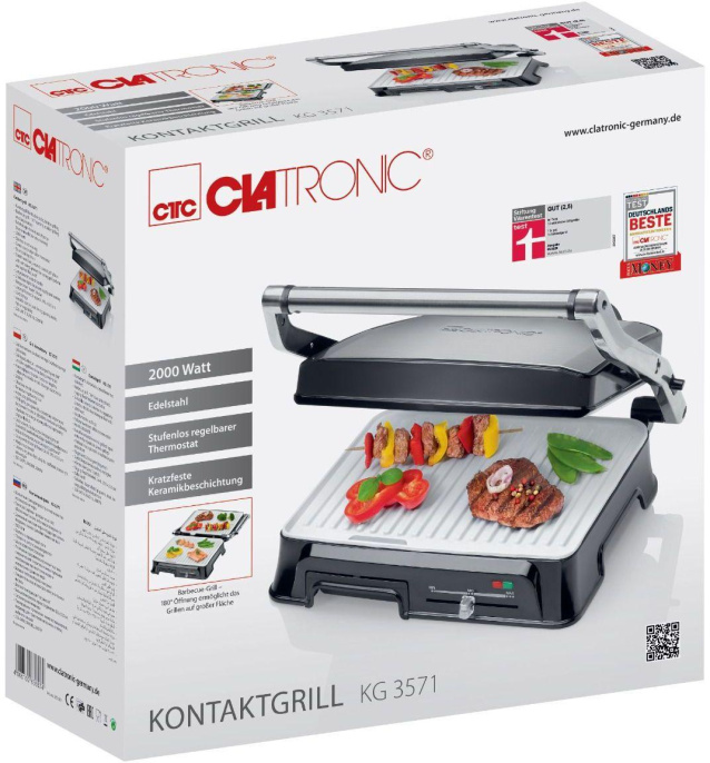 Электрогриль CLATRONIC KG 3571 серебристый [263657]