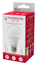 Лампа светодиодная Thomson TH-B2301 7Вт цок.:E27 груша 220B св.свеч.бел.хол. A упак.:1шт