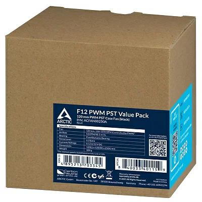 Case fan ARCTIC F12 PWM PST Value pack (Black) (3pc) (ACFAN00259A)