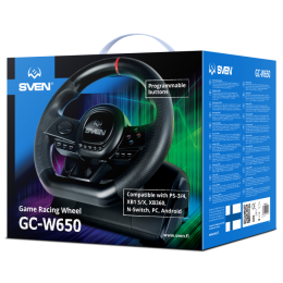 Руль SVEN GC-W650 педали, вибро, D-pad, 21 кл, PS4/PS3/XB1/XB360/NS/PC/X-D-Input