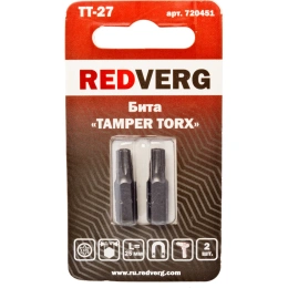 Бита Torx Tamper ТТ27, 25 мм, 2 шт. REDVERG 6623499