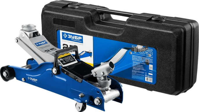 Домкрат Зубр Профессионал T65 подкатной гидравлический синий 43057-2.5-K