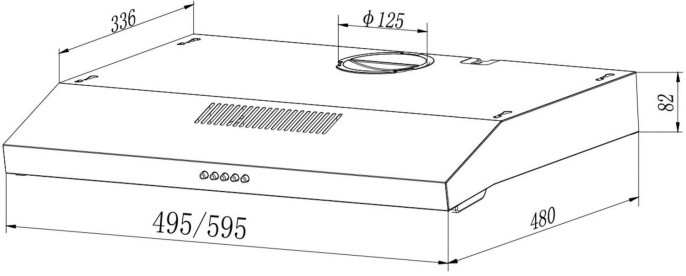 Вытяжка козырьковая OASIS PO-60W, управление кнопочное, белый