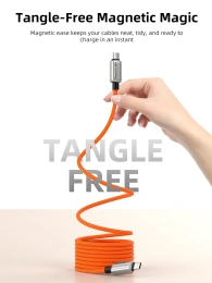 Магнитный кабель USB-C CABLETIME CU06H (CT-CM240-MZO1) 1 м, 480 Мбит/с, 5А/48В 240Вт, оранжевый, для быстрого заряда смартфонов и ноутбуков