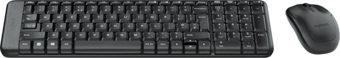 Комплект клавиатура+мышь Logitech MK220, USB, беспроводной, с гравировкой, черный [920-003161]