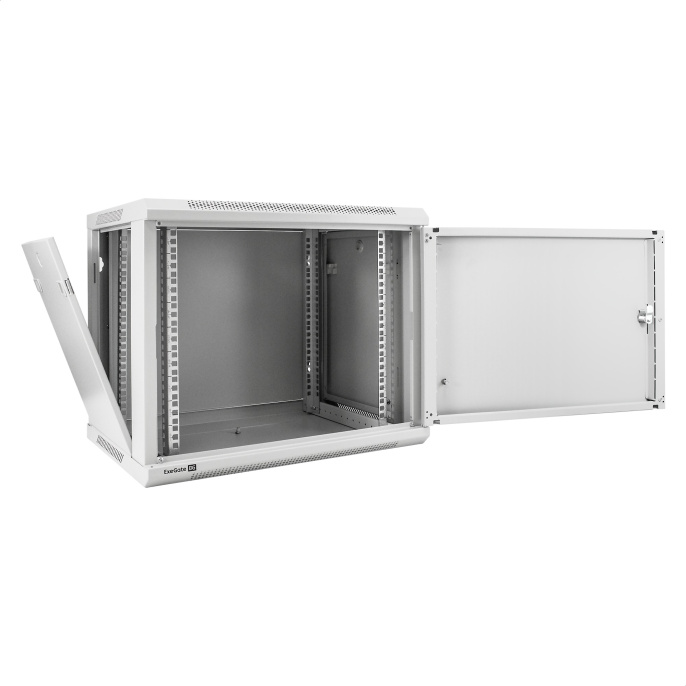 Шкаф телекоммуникационный 19" настенный 9U ExeGate EC-WM-9U.450.M.GREY (19”, 9U, 600x450x500mm (ШхГхВ), передняя дверь металл, съемные боковые панели, пыле- и влагозащита IP23, светло-серый RAL 7035) EX298613RUS