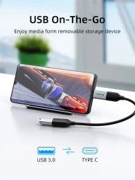 Адаптер CABLETIME CP76G (CT-C160-PU33-CMAF(OTG)-AS) USB-C Male to USB3.0 Female OTG. Алюминий