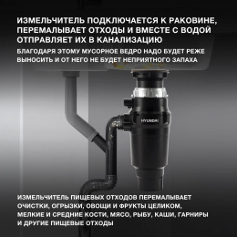 Измельчитель Hyundai HFWD 10390 390Вт черный/черный