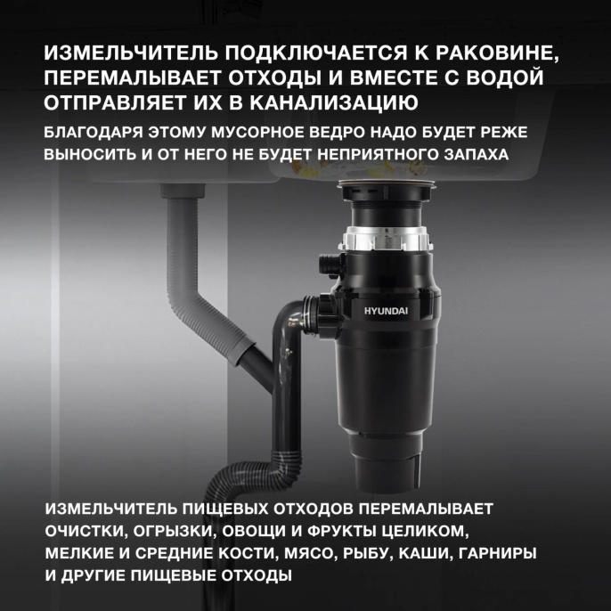 Измельчитель Hyundai HFWD 10390 390Вт черный/черный