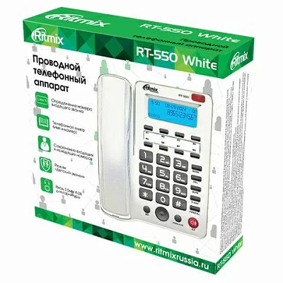 Телефон проводной Ritmix RT-550 белый/серый