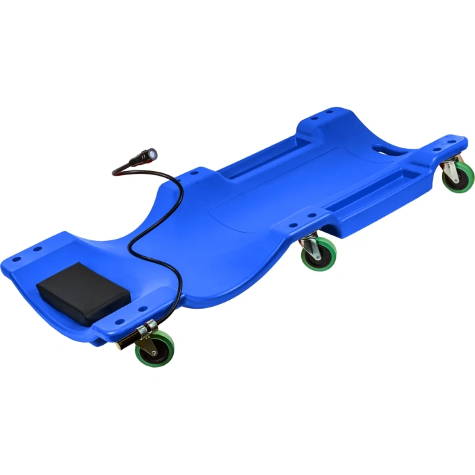 Подкатной пластиковый лежак на 6-ти колесах с фонарем на гибком удлинителе 40" Forsage  F-TRH6802-1(3542)