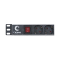 Cabeus PDU-8P Блок распределения питания для 19" шкафов, горизонтальный, 8 розеток, 10 A, выключатель, гнездо под шнур, алюминиевый корпус