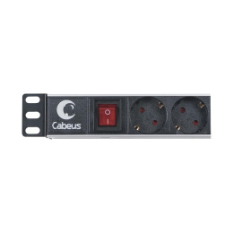 Cabeus PDU-8P Блок распределения питания для 19" шкафов, горизонтальный, 8 розеток, 10 A, выключатель, гнездо под шнур, алюминиевый корпус