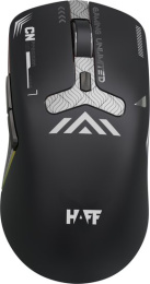 Мышь HAFF CyberFury (MS-GM220WR) (беспроводная: радио+BT+USB, 6 клавиш, RGB-подсветка, LED-дисплей, сенсор PixArt PAW3311, DPI: 20000, аккумулятор 500mAh, кабель 1.6 м плетеный Type-C, цвет: белый)