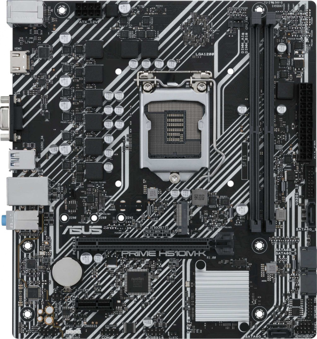 Материнская плата ASUS PRIME H510M-K mATX, 24.4x24.4 см, Intel H510, 2xDDR4 DIMM, 3200МГц, до 64 Гб, звук 7.1, 4xSATA 6Gb/s , 1xM.2, 1xPCIe 4.0/3.0x16, 1xPCIe3.0x1