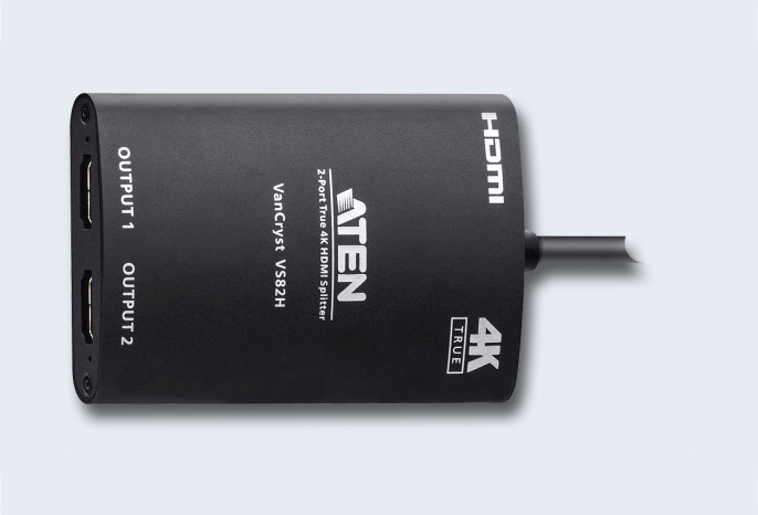 Разветвитель, электрон. ATEN VS82H-AT, HDMI, 1 2 устройства, 3 м. макс.разр.до 4096x2160/3840x2160 60Гц 4:4:4 8 бит , F, без шнуров, USB power, max data rate 18 гбит/с;max pixel clock 600 МГц;3D/Deep Color;HDCP2.2