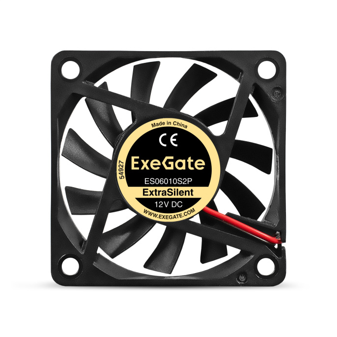 Вентилятор 12В DC ExeGate ExtraSilent ES06010S2P (60x60x10 мм, Sleeve bearing (подшипник скольжения), 2pin, 2000RPM, 16dBA) EX299854RUS