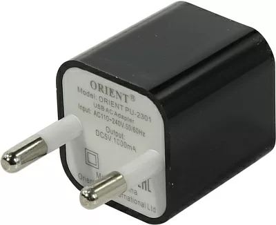 Orient PU-2301 Black Зарядное устройство USB (Вх. AC110-240VВых. DC5V 5W USB)