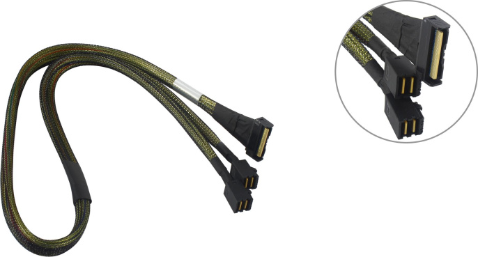 Кабель JPC P7356DN10800-1 Cable MCIO x8 74P прямой Straight Type -TO- 2x HD MiniSAS 4i 36P SFF8643, прямой Straight Type , 85 Ohm, L:80cm