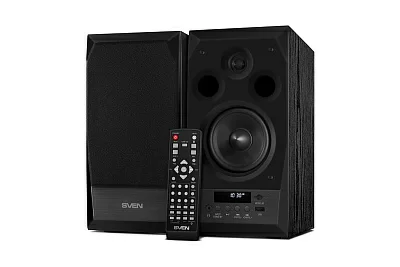 SVEN MC-10, чёрный, акустическая система 2.0, мощность 2x25Вт (RMS), FM-тюнер, USB/microSD, дисплей, пульт ДУ, Bluetooth