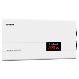 Стабилизатор SVEN AVR SLIM-2000 LCD 1200Вт,Входное 140-260В, 2*CEE7/4 розетки, настенное крепление . SV-013950