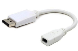 GEMBIRD Cablexpert Переходник miniDisplayPort - DisplayPort, 20F/20M, длина 16см, белый A-mDPF-DPM-001-W