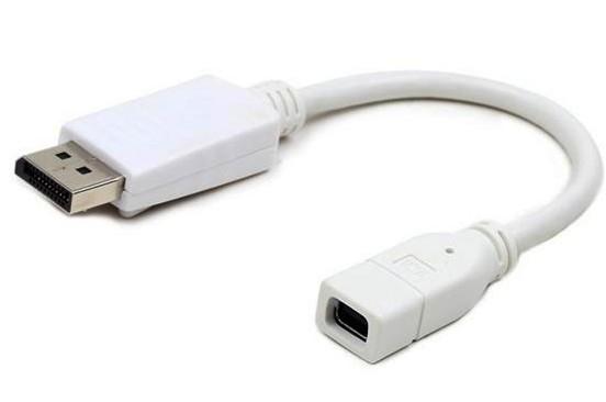 GEMBIRD Cablexpert Переходник miniDisplayPort - DisplayPort, 20F/20M, длина 16см, белый A-mDPF-DPM-001-W