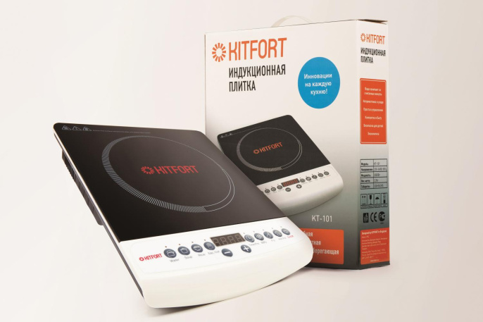 Плита Электрическая Kitfort КТ-101 белый/черный стеклокерамика настольная