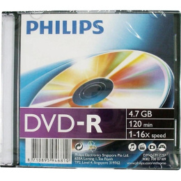 Диск DVD-R Philips 4.7 Gb, 16x, Slim Case 1