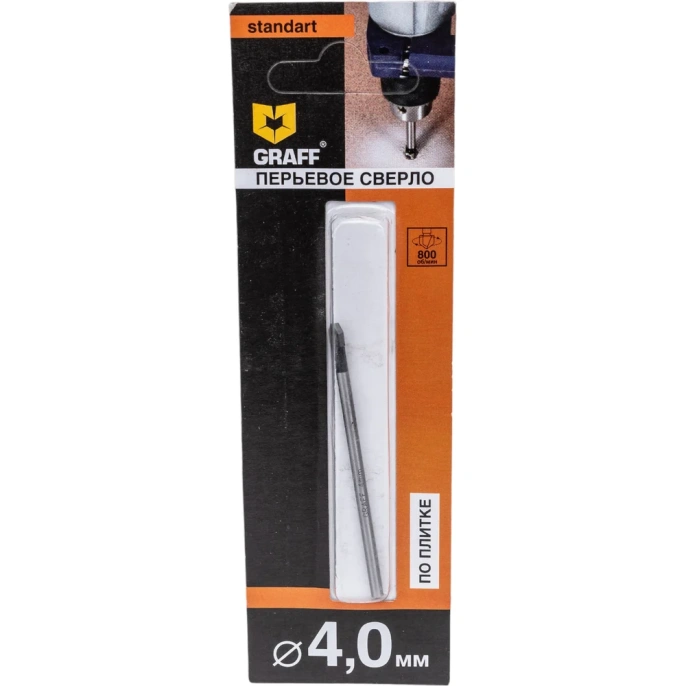 Сверло по стеклу и керамике 4x60 мм GRAFF 800462