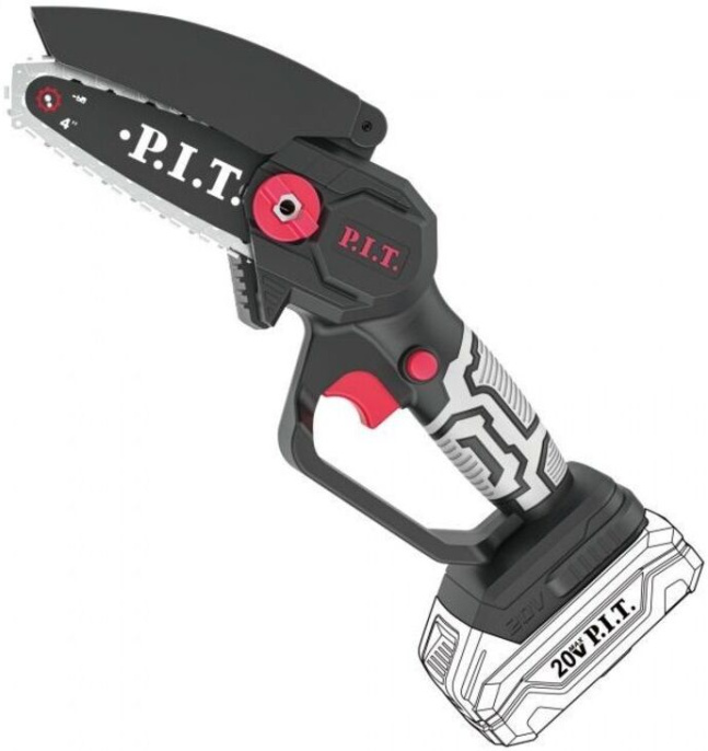 Электропила цепная P.I.T. PKE20H-100A аккумуляторная, мини, 20 В, шина 4"/100 мм, 3500 об/мин, скорость цепи 4.8 м/с