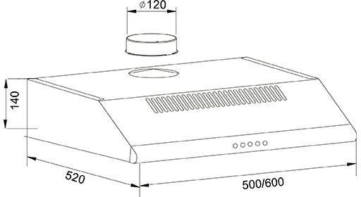 Вытяжка козырьковая Oasis UP-50C F коричневый управление: кнопочное 1 мотор