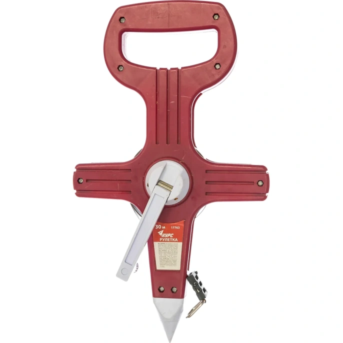 Землемерная рулетка стальная лента 30 м, красный открытый пластиковый корпус КУРС 17763
