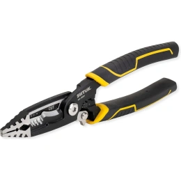 Клещи электромонтажные многофункциональные SHTOK 6-в-1, гладкие губки, серия ACRUX, 210 мм 08501