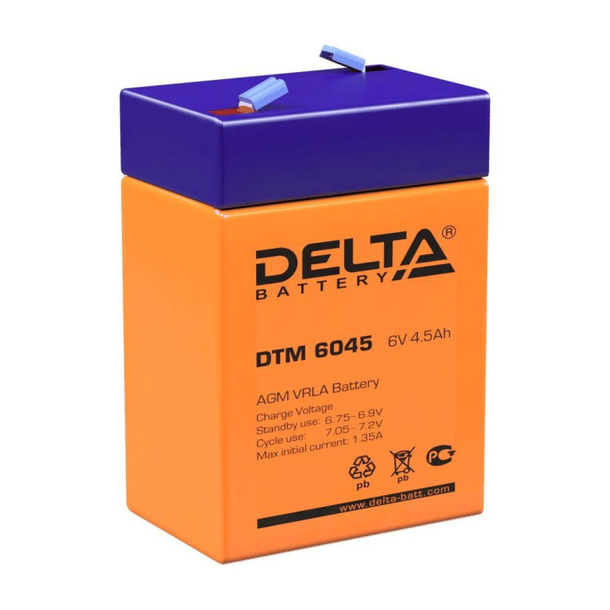 Аккумуляторная батарея Delta Аккумуляторная батарея для ИБП DTM 6045 6V/4.5Ah (DTM 6045.)