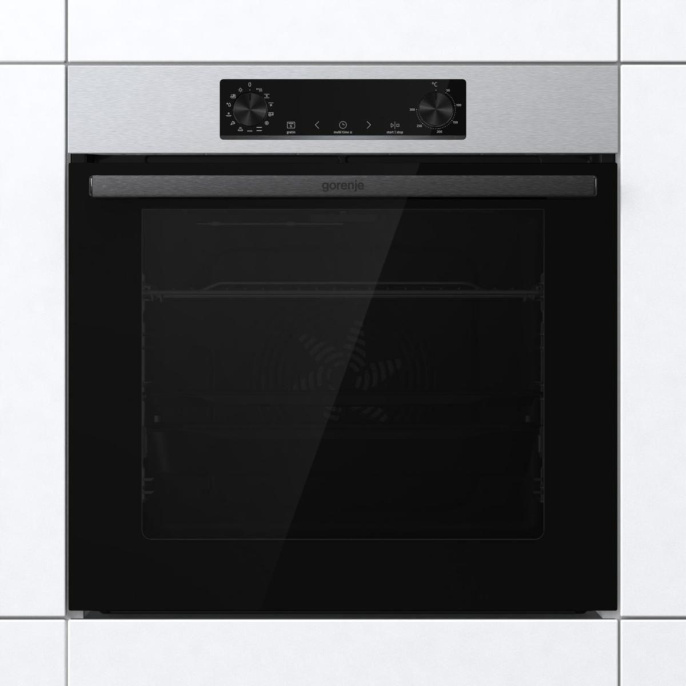 Духовой шкаф электрический Gorenje BOSB6737E06X, 77л, дверца с 2 стеклами, нержавеющая сталь/черный