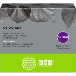 Картридж ленточный Cactus CS-DK11204 DK-11204 черный на белом для Brother P-touch QL-500, QL-550, QL-700, QL-800