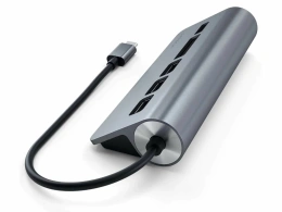 USB-концентратор Satechi Type-C USB Hub & Micro/SD Card Reader. Интерфейс USB-C. 3 порта USB 3.0 , слоты для карты памяти. Цвет серый космос.