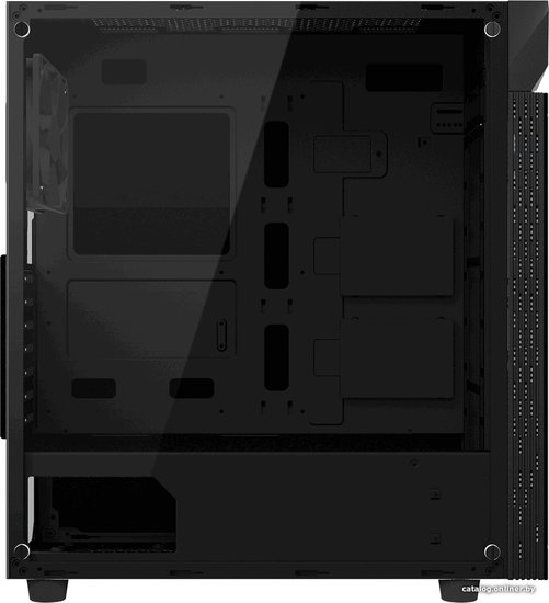 Корпус Gigabyte C200 Glass Черный GB-C200G сталь, пластик, окно: закаленное стекло, 2хUSB3.0, без БП, 2х3.5"/2.5" HDD, 2х2.5'' SSD, 7 слотов расширения, ATX, максимальная длина видеокарты