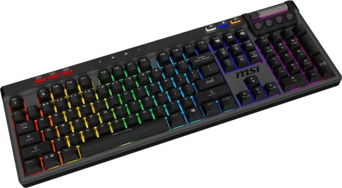 Клавиатура MSI STRIKE Pro W Silent механическая серый/черный USB беспроводная BT/Radio Multimedia for gamer LED (подставка для запястий) (S11-43RU210-CLA) кабель 2м