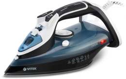 Утюг Vitek VT-8304,  с паровым ударом,  2400Вт,  с автоотключением,  черный и белый/синий