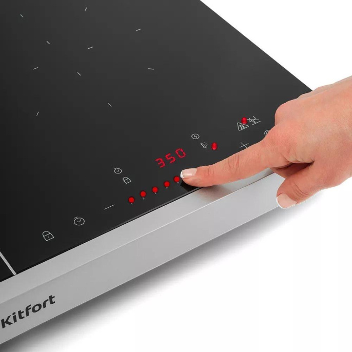 Плита Инфракрасная Kitfort КТ-147 черный/серебристый стеклокерамика настольная